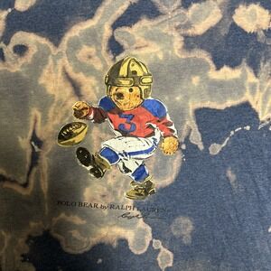 Polo Ralph Lauren Adult XL Teddy Bear Football T Shirt Bleached Grunge Boho Cute